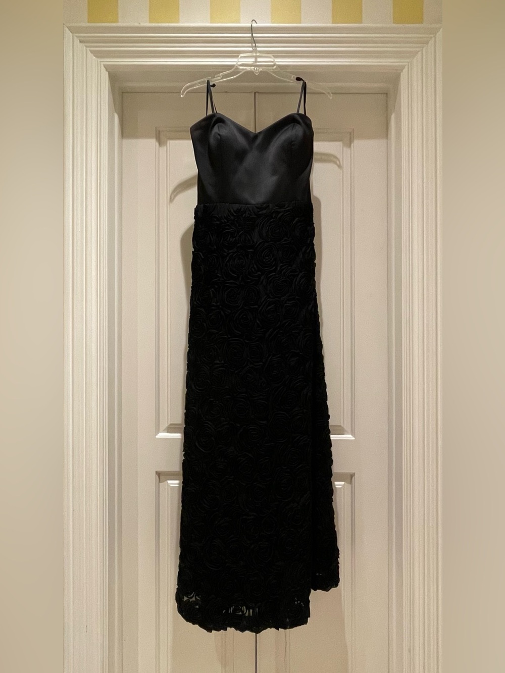 Strapless Floor-Length Gown with 3D Flowers and Satin Bodice
